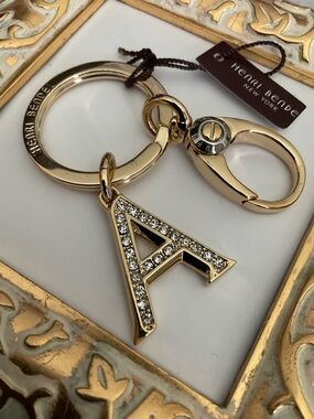 EUC Henri Bendel Swarovski Crystals Key Chain / Fob Purse Charm - Initial A